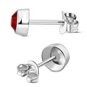 Garnet CZ Silver Stud Earrings, e426st
